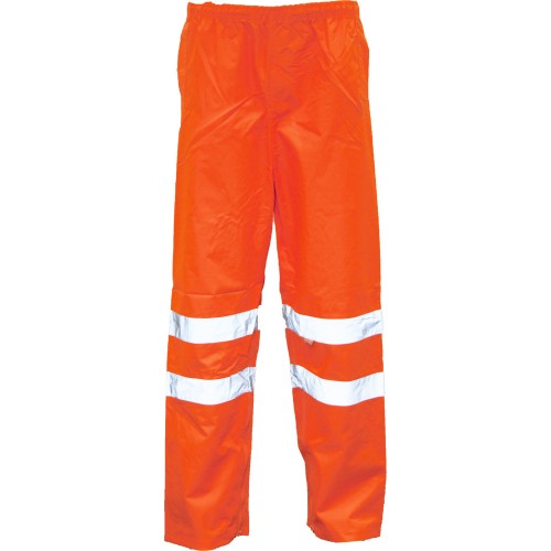 Hi-Vis Breathable Over Trousers Waterproof PU Durable Fabric