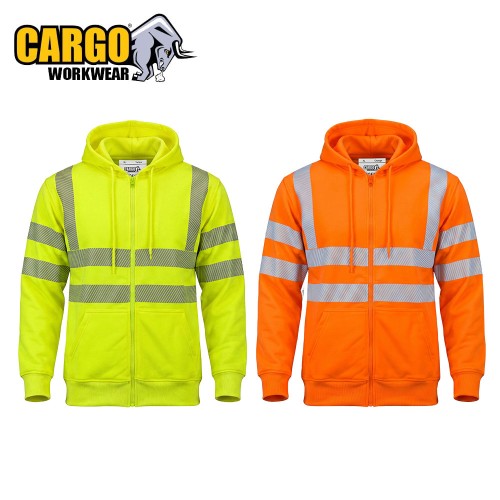 Cargo Hi-Vis Polyester Hooded Sweatshirt - With Zip
