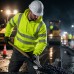 Cargo Hi-Vis Polyester Hooded Sweatshirt - With Zip