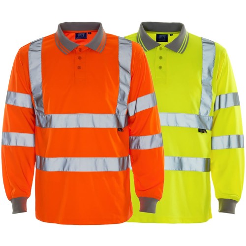 Hi-Vis Long Sleeved Polo Shirt