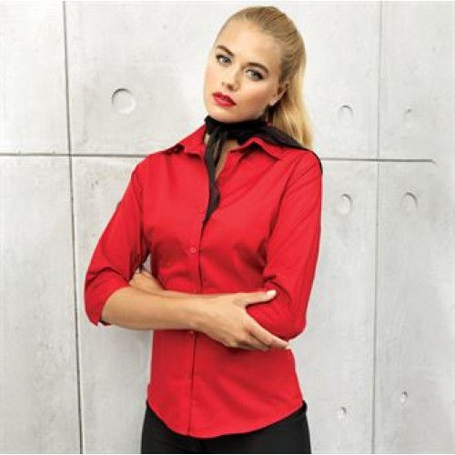 PR305 Ladies 3/4 Sleeve Poplin Blouse