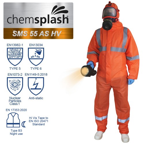Chemsplash Xtreme SMS 55 Coverall Type 5/6 With Hi Vis