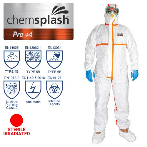 Chemsplash Pro +4 Coverall-Type 4B/5B/6B(Sterile-Irradiated)