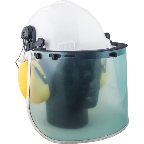Kit 3 Helmet, Ear Muffs And Attachable Polycarbonate Visor