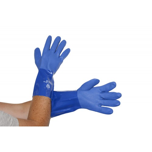 Triple Dipped Blue PVC Chemical Gauntlet 12