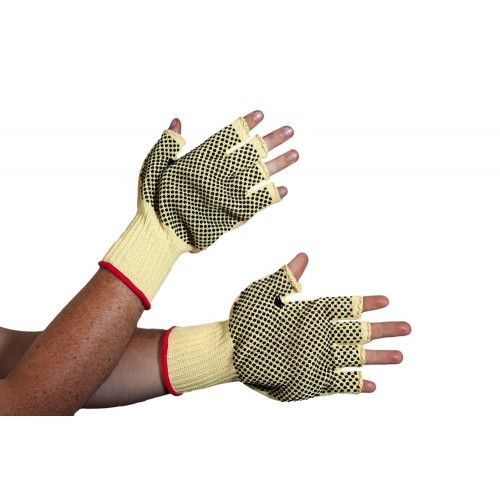 Kevlar PVC Dot Fingerless Glove