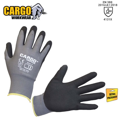 Cargo Foam Flex Sandy Nitrile Glove - With Retail Packed