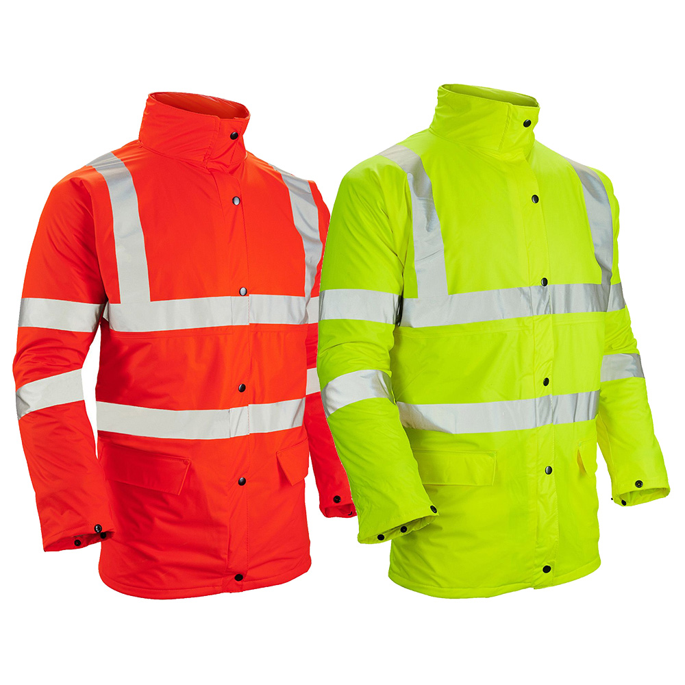 HI VIZ Safety Parka Jacket – High Visibility Waterproof Traffic Coat For Work & Security